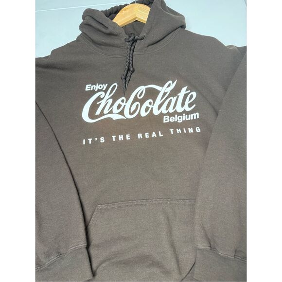 Rare Gildan Heavy Blend Cotton Blend Enjoy Chocolate Belgium Hoodie Size XL - Picture 6 of 9